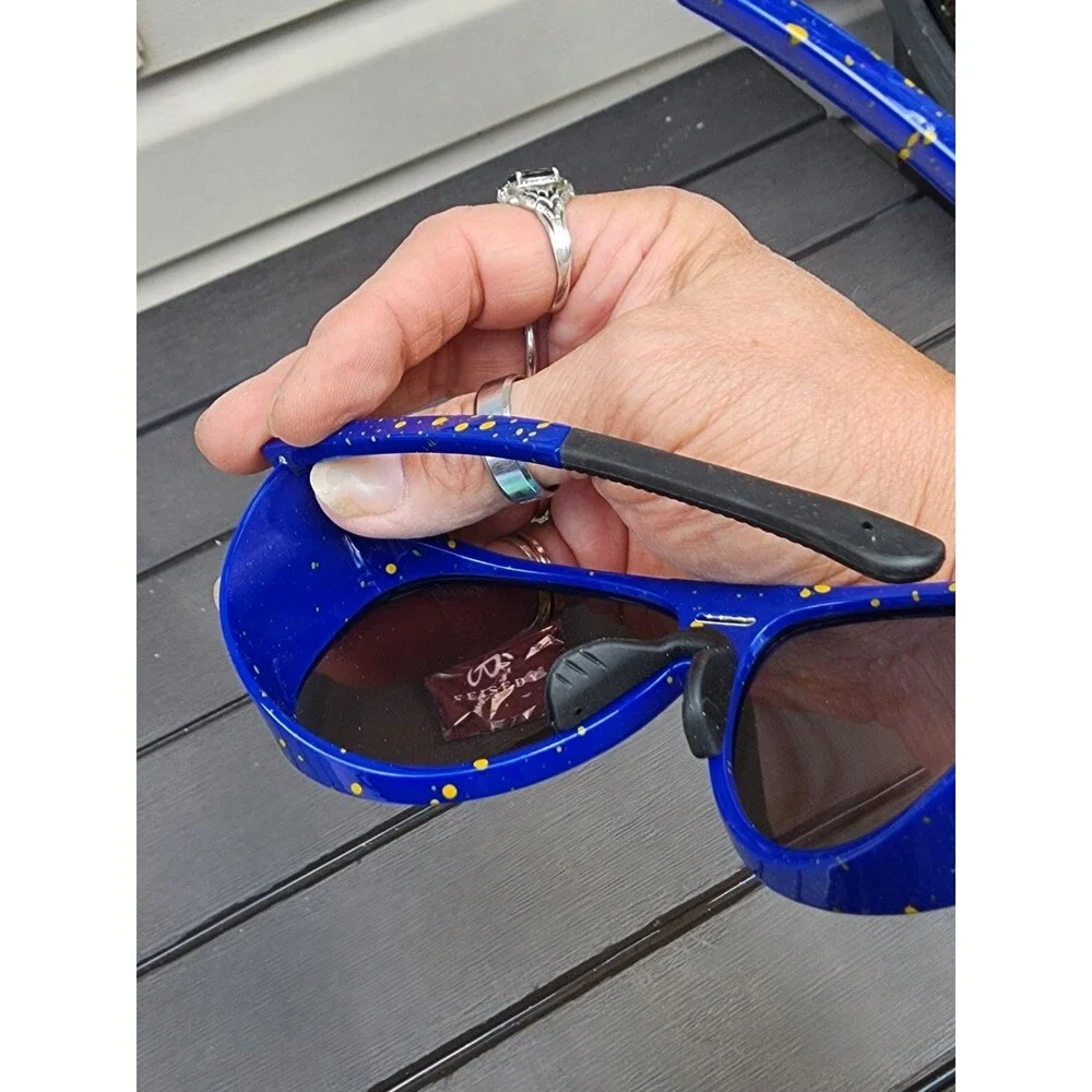 Feisedy Oversized Blue Round Side Shield Sunglasses Goggles NEW with labels